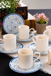 Hermia Meyra 12 Juego de Tazas de Café y Platos de Porcelana